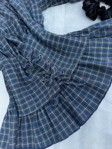 Midnight plaid corset crop top