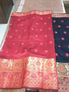 Elegant Black Saree with Red &amp; Gold Border.