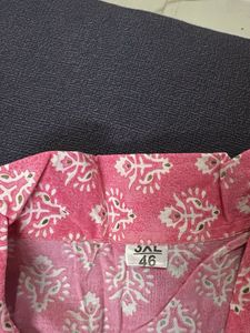 Pink Block Print Cotton Kurta