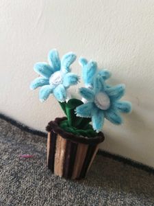 Cute Blue Pipe Cleaner Flower Pot