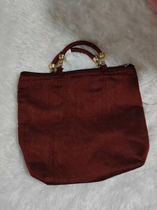 Maroon Embroidered Clutch Bag