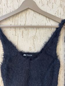 Cozy Fuzzy Black Crop Top