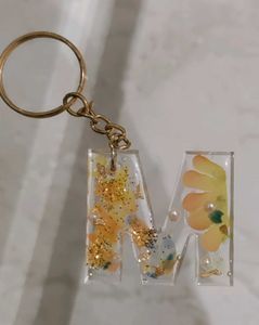 Resin Letter M Keychain