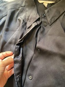 Black Satin Button-Up Tunic