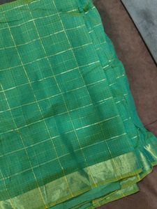 Elegant Green Checkered Saree