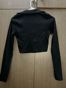 Zara Black Long Sleeve Crop Top