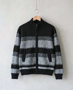 Men's Striped Zip-Up Cardigan