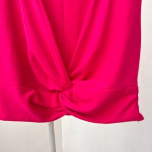 Hot Pink Knotted Crop Top