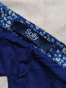 Chic Blue Floral A-Line Dress