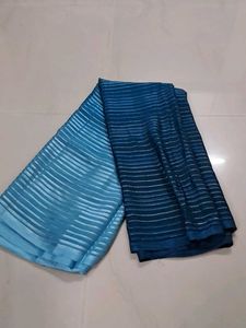 Elegant Blue Striped Saree