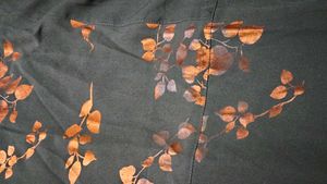 Golden Leaf Print Midi Dress