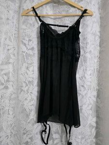 Kellberry Black Lace Babydoll with Chain Detail
