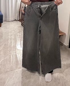 Grey Wide Leg Jeans