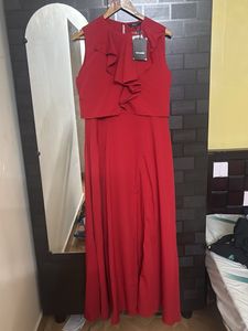 Elegant Red Ruffle Dress