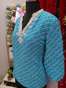 Blue Geometric Print Kurta