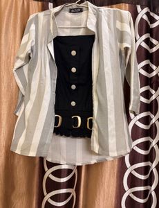 Stylish Striped Overlay Top