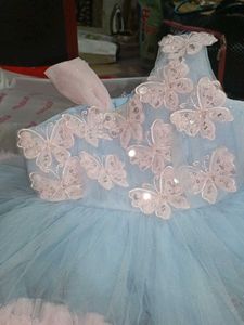 Beautiful birthday party frock with butterfly patc