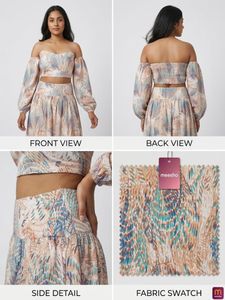 Boho Off-Shoulder Crop Top &amp; Skirt Set