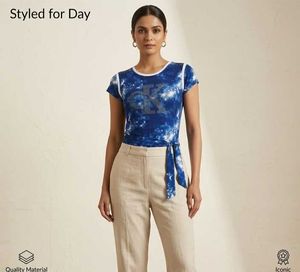 the cloud tie-dye rhinestone tie-waist top