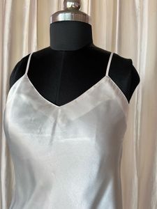 white satin slip dress