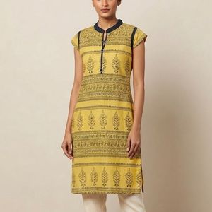 Yellow Printed Kurta