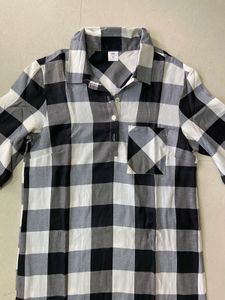 Checked Black &amp; White Shirt Dress | Mini