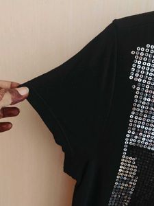 Sparkling Sequin Embellished Black Top