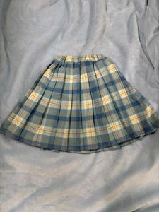 Blue Plaid Pleated Mini Skirt