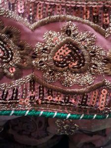 onion colour tissue chamki work saree
