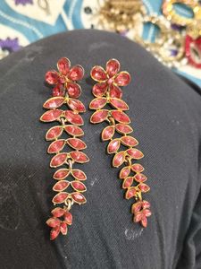 Red Flower Dangle Earrings