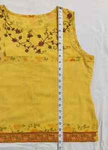 Cotton Floral Embroidered Sleeveless Top