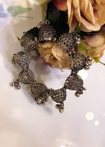 New Exquisite Oxidized Silver Jhumka Bracelet