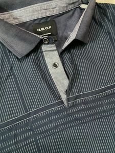 Men's Navy Blue Striped Polo Shirt
