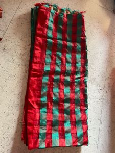 Red & Green Checked Saree