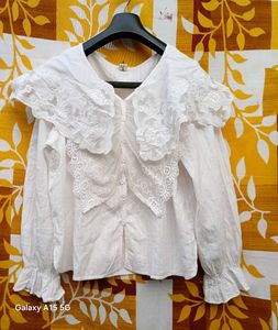 Lace Peter Pan Korean Shirt