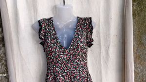 Floral Print Ruffle Trim Mini Dress