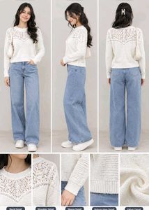 White Knit Long Sleeve Top
