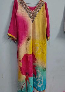 plazo flared silk cotton  kurta