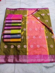 Lime Green Banarasi Silk Allover Boota Saree