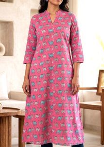 Pink Camel Print Kurta