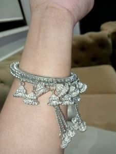 Silver Oxidised Metal Latkan Kada