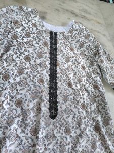 Elegant Printed Kurta with Lace Trim only kurti