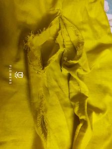 Vibrant Yellow Kurta Set with Pink Dupatta
