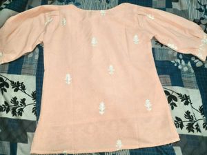 Peach Embroidered Kurta