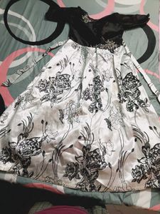 Elegant Black & White Floral Gown