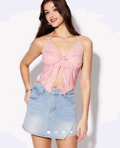 Cute Pink Textured Crop Top