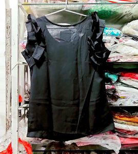 Chic Black Ruffle Sleeve Top