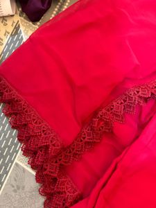 Vibrant Red Embroidered Kurta Set