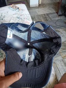 Blue denim cap.