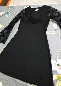 Athena Women Black Embellished Sheer Dress